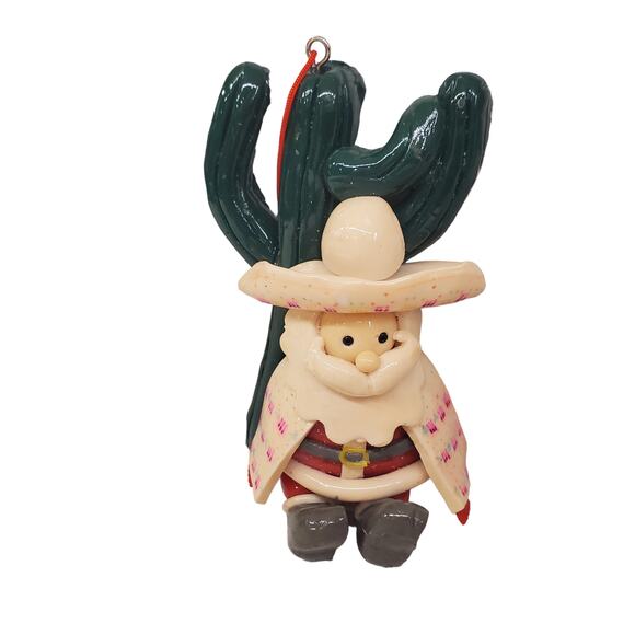 Southwestern Santa Christmas Ornaments Cactus Sombrero Sarape Santa Ornaments - Picture 6 of 12